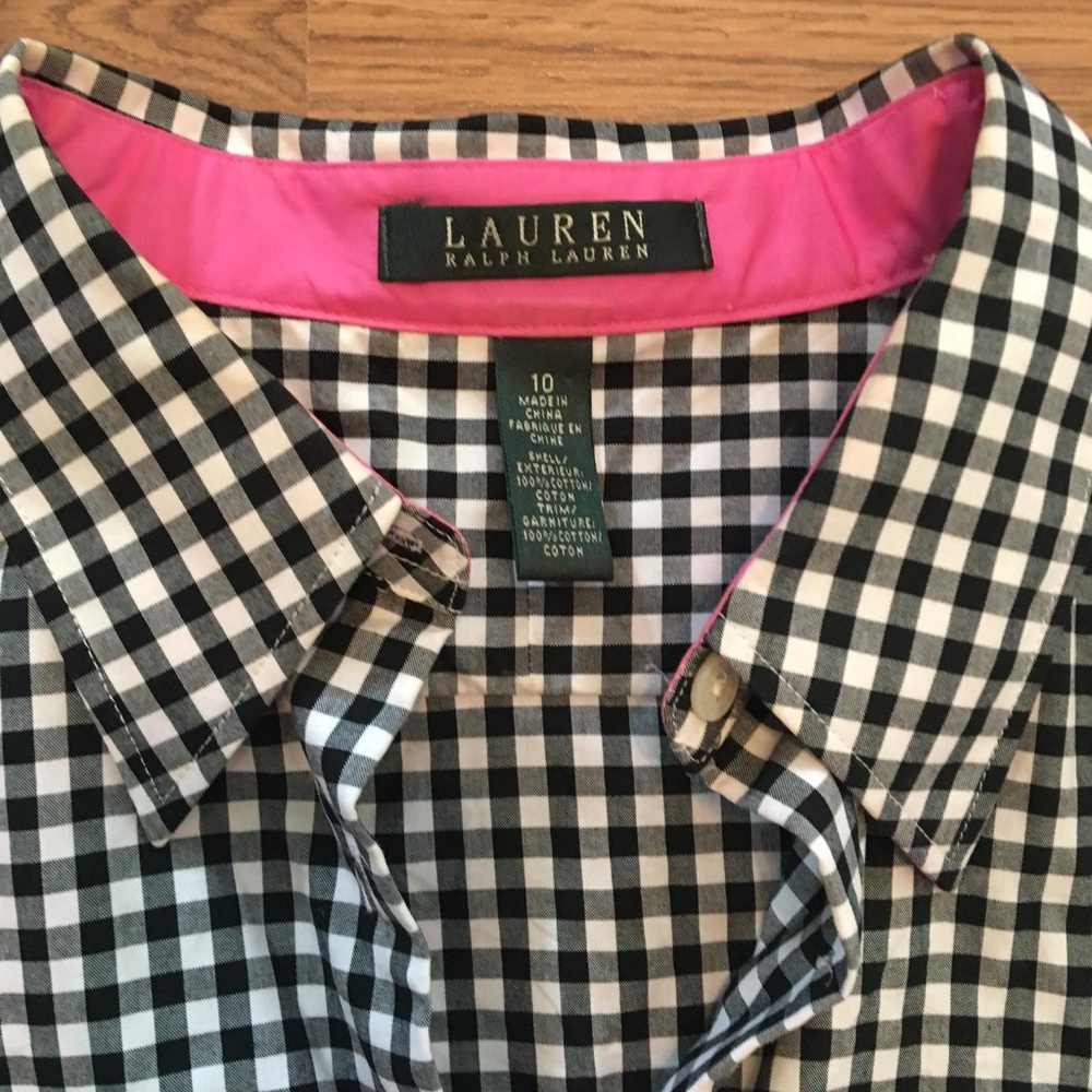 Plaid Button Down Collar Blouse Ralph Lauren Top - Picture 3 of 5